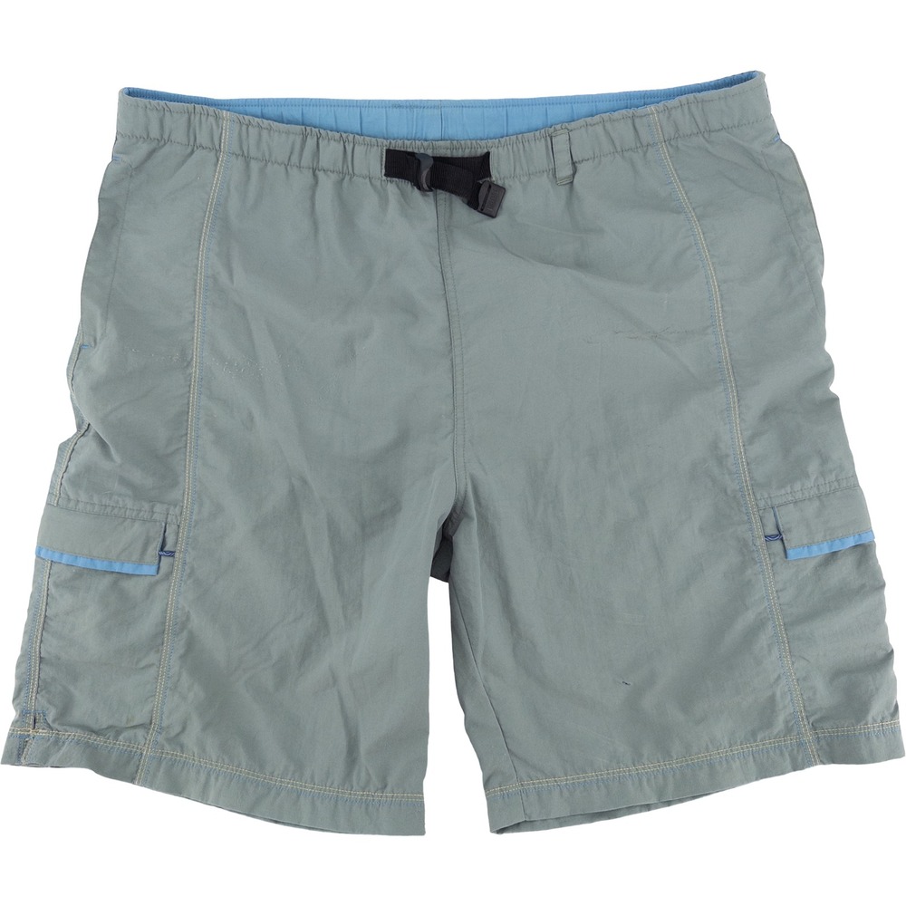 Vintage REI Mens Large Cargo Shorts Blue Gray Belted Mesh Lined Nylon Gorpcore